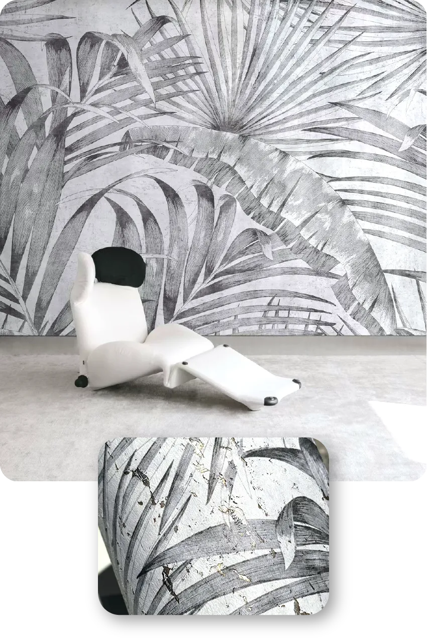 Monochromatic Tropical Cork Wallpaper